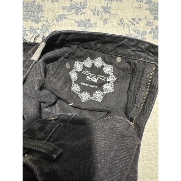 Lovers + friends black charcoal heart gem on cufffs jeans 25 - Picture 5 of 8